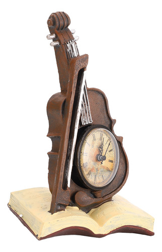Reloj Con Pilas, Estilo Retro, Libro De Mesa Y Violín