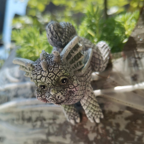 4x Estatua De Jardín Pequeño Dragón Plantador Escultura