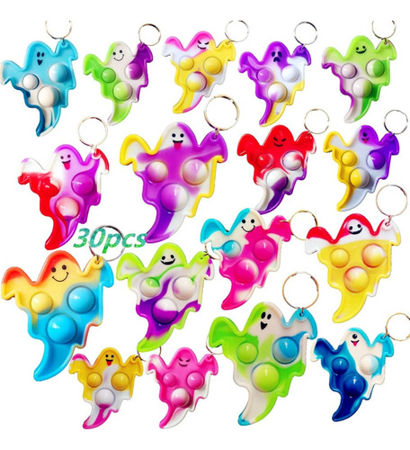 30 Paquetes A Granel Halloween Ghost Fidget Bubble Mini Popf