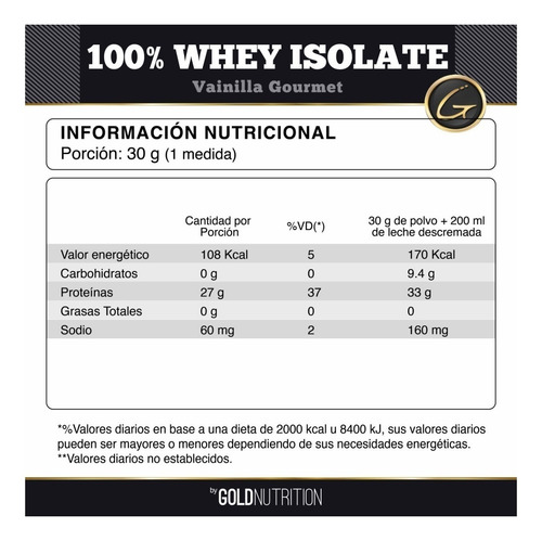 Imagen 2 de 2 de Suplemento en polvo Gold Nutrition Elite Series 100% Whey Isolate proteína sabor vainilla gourmet en pote de 908g