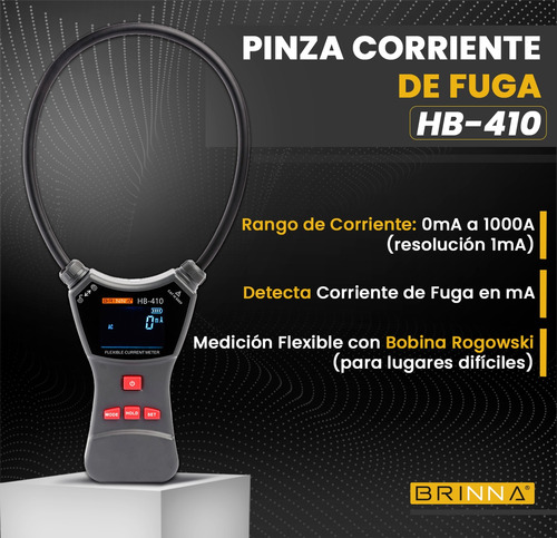 Pinza Amperometrica Corriente De Fuga Brinna Hb-410 Flexible