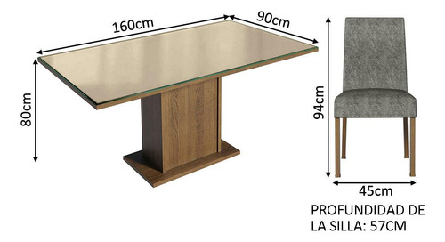 Juego De Comedor Alexis Con 6 Sillas Marrón/crema/plata