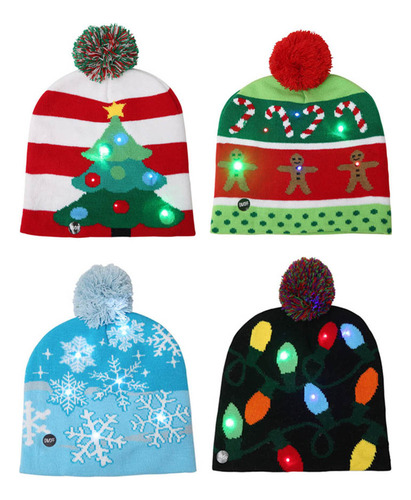 Gorro De Navidad De Punto Led - Luces De Colores