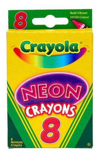 Caja Crayones Crayolas 8 Unidades Colores Neón Surtidos Febo