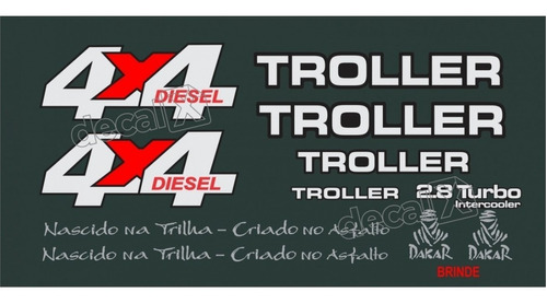 Kit Adesivos Resinados Troller 2001 Diesel Verde Trl003