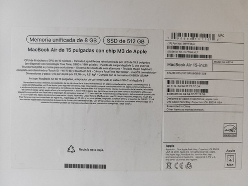 Apple Macbook Air 15 Chip M3 8gb Memoria Ssd 512 Gb Blanco (Usado)