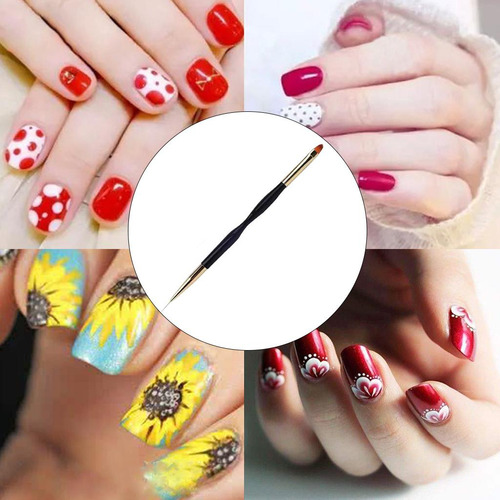 3 Doble Cabeza Plana Diy Acrílico Dibujo Nail Art Brush Pen