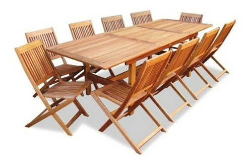 Mesa De Madera Extensible + 10 Sillas Plegables En 18 Cuota