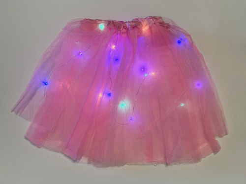 Pollera Tutu Tul Luminoso Led 30 Cm Cotillon Lumino Disfraz Rosa Unico