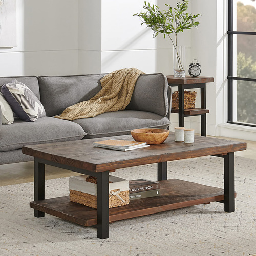 Mesa De Centro Rústica Natural De Madera Marrón Sonoma