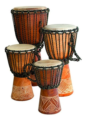 Djembe Principiante Tallado, 24  De Alto, Cabeza De 9-10.5