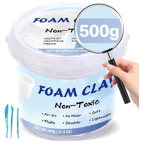 Moldable Cosplay Foam Clay, 500g Lightweight Soft Air D...