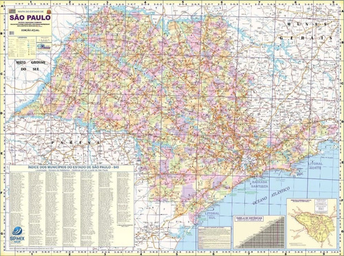 Mapa Estado São Paulo Banner Moldura Laminado Grande 120x90
