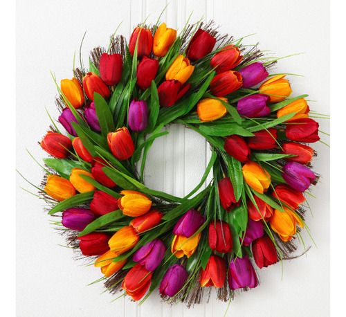 Guirnalda De Pared Colgante Con Tulipanes De Primavera Para