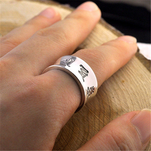 Imagen 8 de 10 de Anillo De Mantras Budista Om Mani Hombre Mujer Plata S999