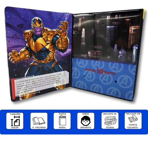 Divertilibros Marvel Avengers Con 10 Figuras Y 1 Tapete