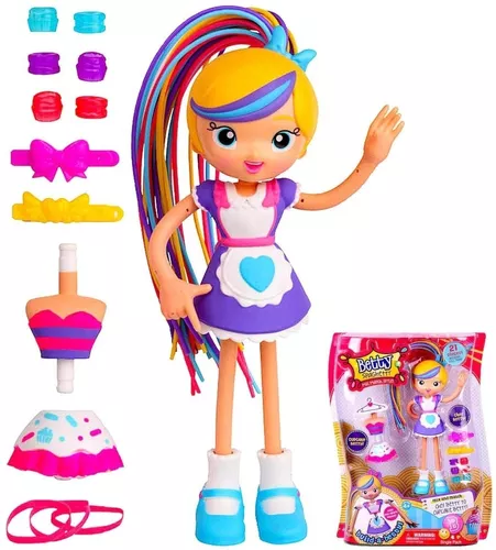 Boneca articulada betty spaghetty vestido azul candide