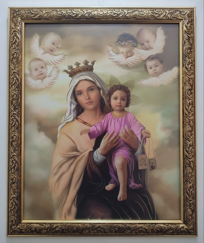 Virgen Del Carmen Op 2 En Marco Dorado A 57 X 47 Cms