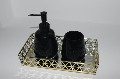 Bandeja Retangular Louvre Ouro Espelhada 24x13x5cm - Jolitex