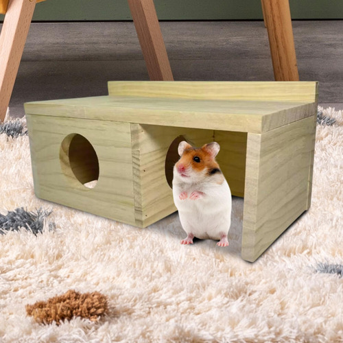 Casa De Madera Para Hámster, Cabaña De Madera Con A