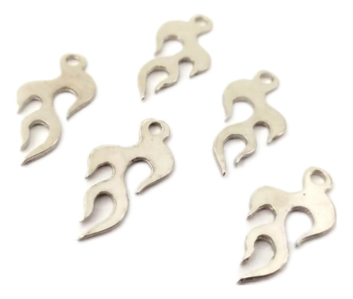 20 Dijes De Fuego Fueguito Metal 25mm Flama Plateado