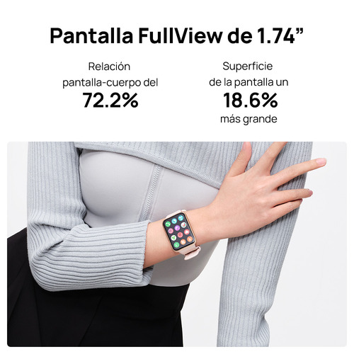 Imagen 11 de 12 de Huawei Watch Fit 2 Active 1.74" caja de polímero midnight black, malla midnight black de silicona
