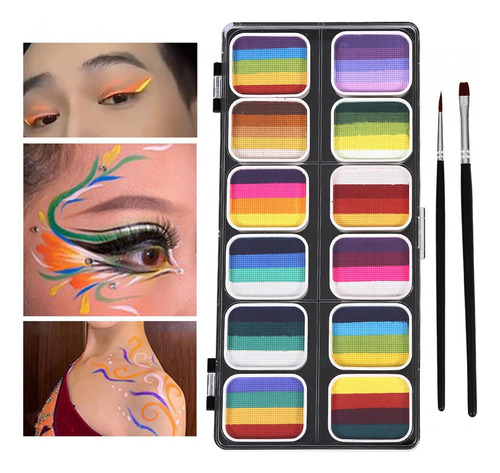 3 Kit De Pintura Para Rostro Y Cuerpo 12 Pinturas A Base De