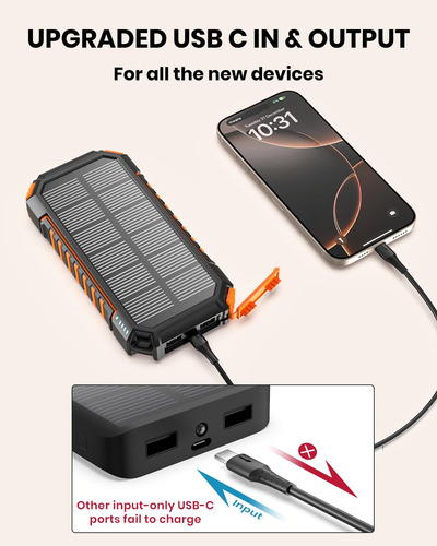 Banco De Energía Solar Hiluckey 27000 Mah Con 15 W Pd Qc 3.0