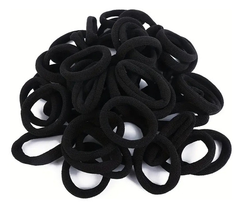 Liga Para Cabello 100 Pzs Donitas Elástica Color Negro Negro