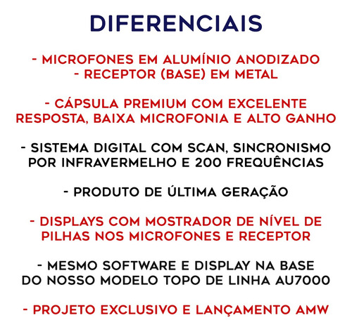 Microfone Sem Fio Duplo Digital Amw Au300 Pro + Case . Loja