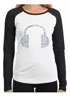 Baby Look Raglan Headphone Palavras Longa