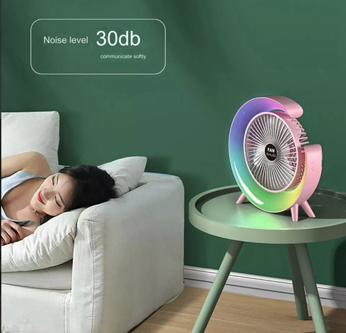 Mini Ventilador De Escritorio Con Led Recargable Portatil