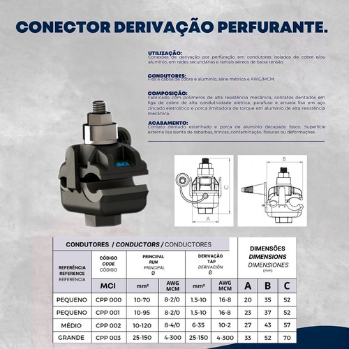 4 - Conector Perfurante Cpp-002 Cdp 10-120mm Deriv. 6-35mm