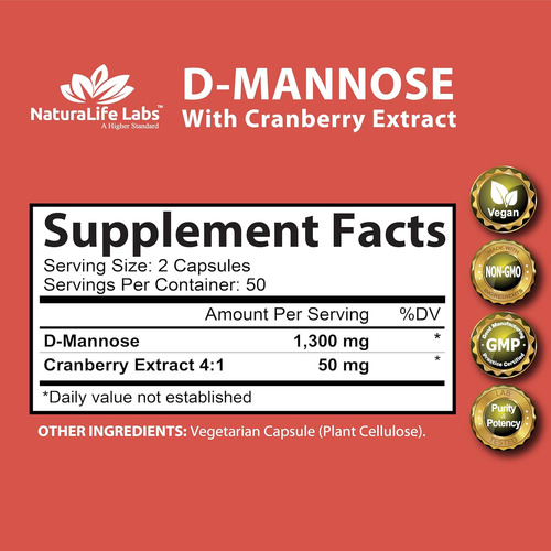 Naturalife Labs D Mannose Extracto Arandano 100 Capsulas