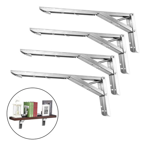 12 Inch Brushed Nickel Folding Shelf Brackets,potaosey 4pc .