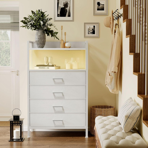 Cómoda Blanca Para Dormitorio De Niñas, Cómoda De 4 Cajones
