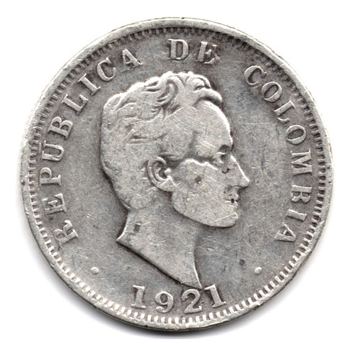 50 Centavos 1921 Medellín Plata