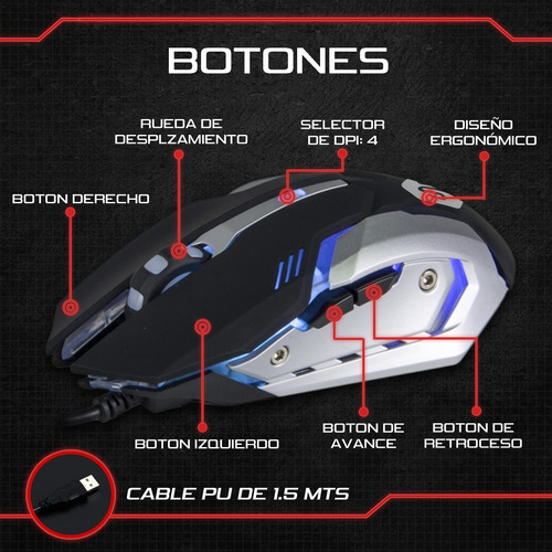 Imagen 4 de 10 de Combo Kit Gamer Melon Gm200 Teclado Rgb Mouse 3200 Dpi