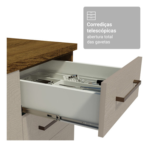 Armário De Cozinha Completa 549cm Agata Madesa 01 Cor Rustic/crema