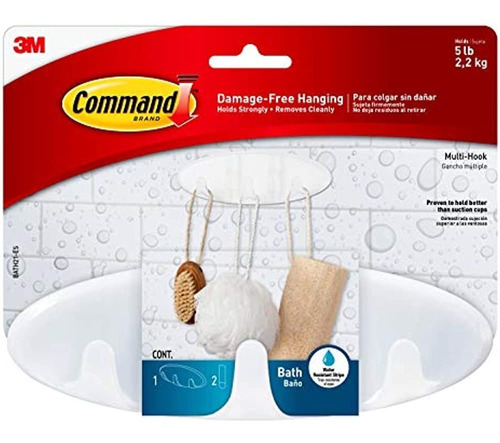 Command Bath Multi-hook, 2 Tiras Resistentes Al Agua, Capaci