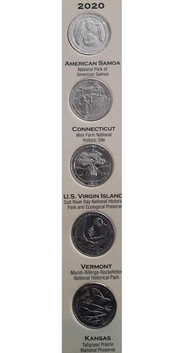 Imagen 3 de 3 de Monedas Mundiales: Usa 25 Centavos América Samoa 2020 P Y D