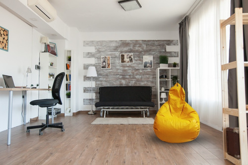 Sillón Puff Pera Premium Confortable Chocolate Color Amarillo