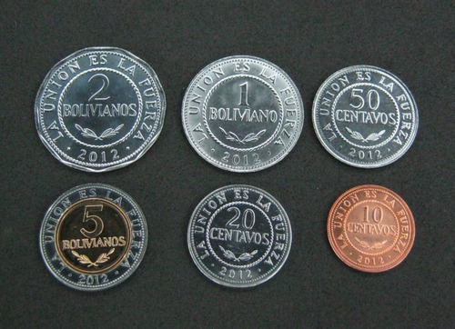 Bolivia 6 Moedas Fc Full Set Completo 2012 Com Bimetalica