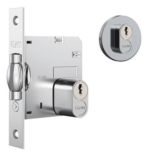 Fechadura 1005 T Rolete Buz 85mm Ros Red Inox Stam Cromado