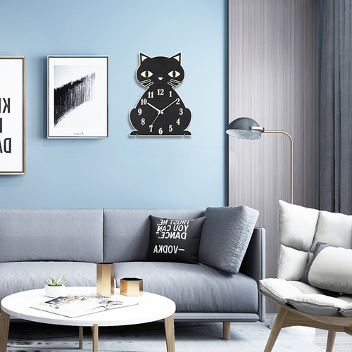 Reloj De Pared De Con Forma De Gato, Silencioso, Sin Tictac,