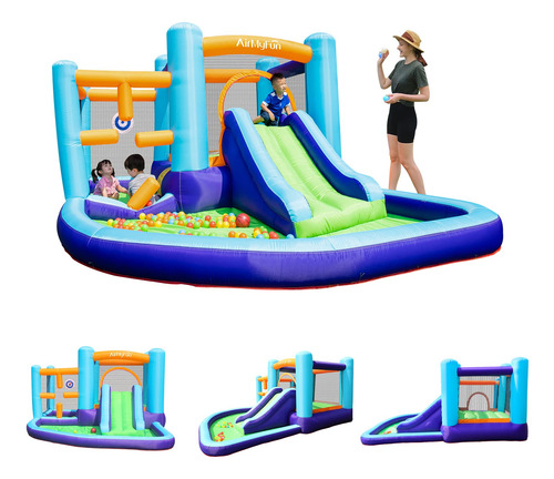 Airmyfun Casa Inflable De Rebote, Bouncer Y Tobogn Con Sopla