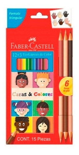 Colores Faber-castell Lapices Caras Y Colores X 12+3 Bicolor