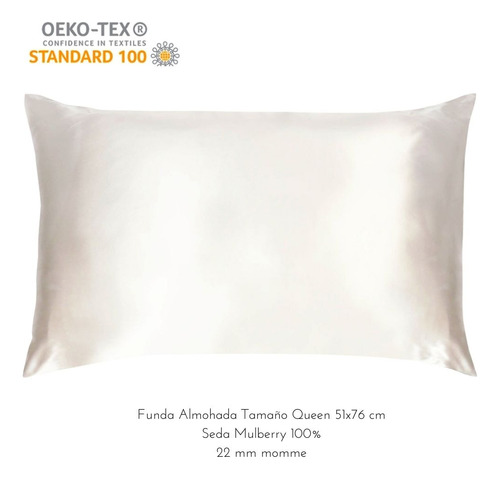 Funda De Almohada De Seda Queen Color Blanco