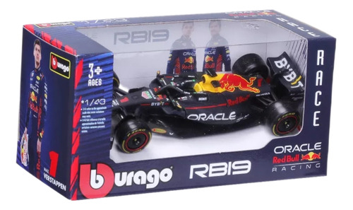 Bburago Red Bull RB19 2023 Max Escala 1:43 Cor Azul/ Max +chaveiro da Formula 1