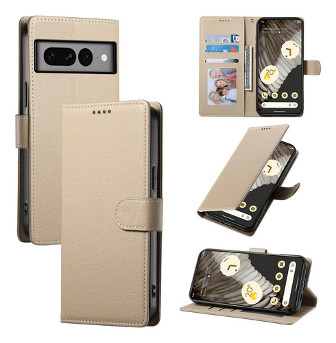 Funda Protectora De Piel Sintética Con Tapa Para Google Pixel 7 Pro Con Hebilla Magnética Y Ranura Para Tarjetas